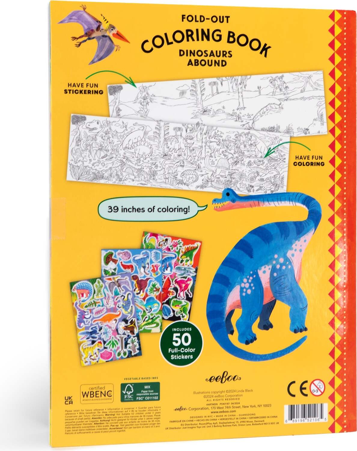 Dinosaurs Abound (fold-out coloring book with stickers)