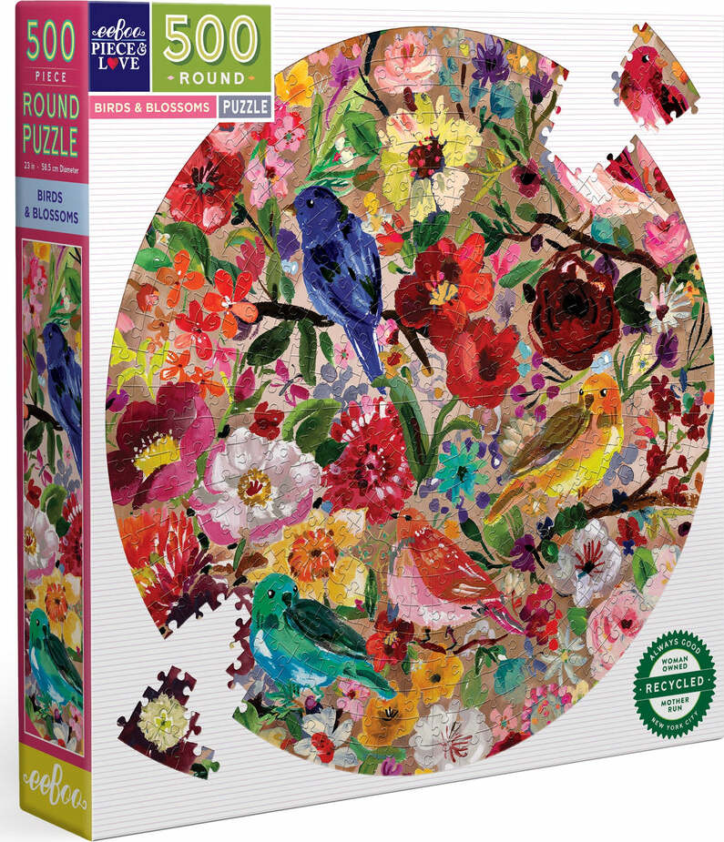 Birds & Blossoms (500 piece round puzzles)