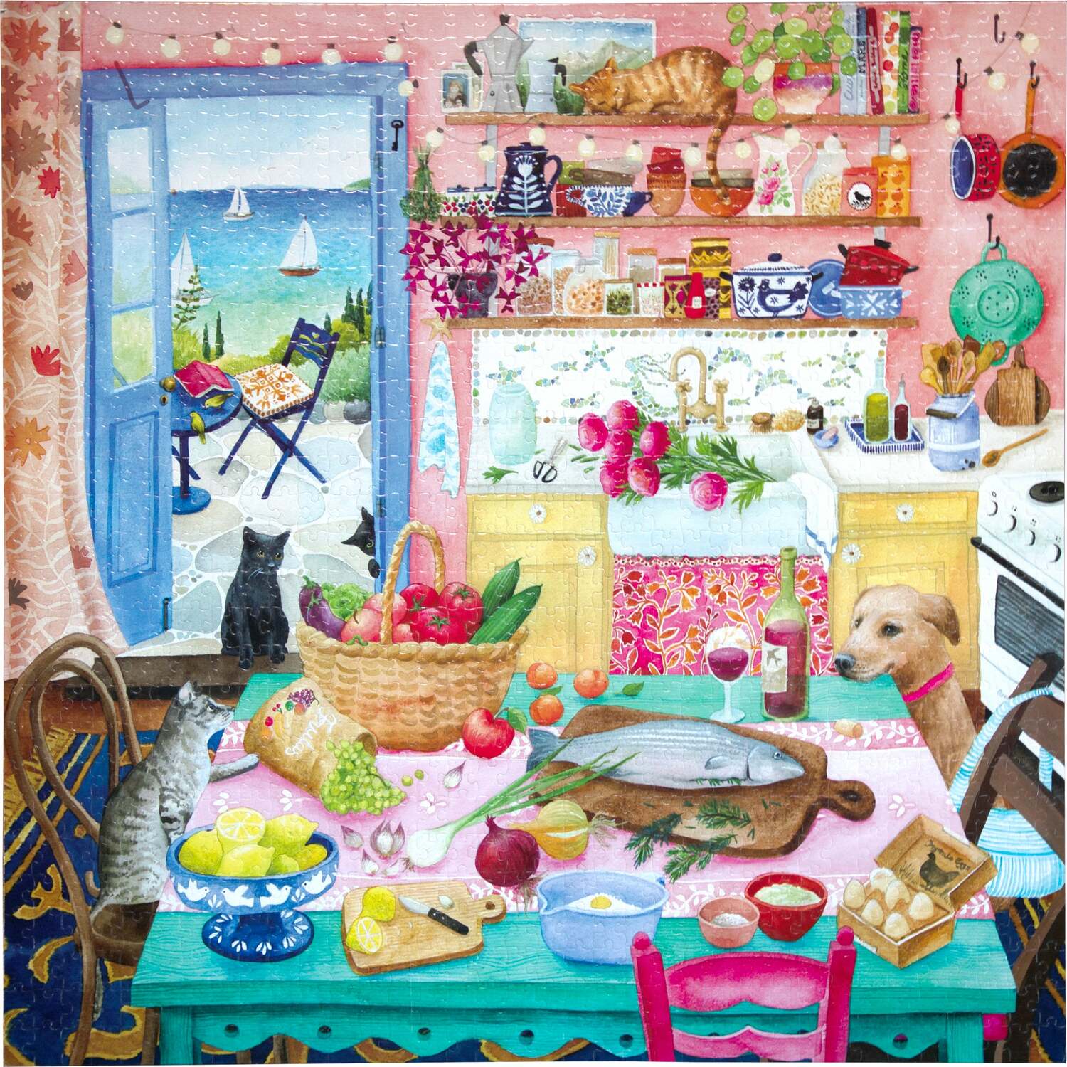 Pink Kitchen (1000 piece square puzzles)