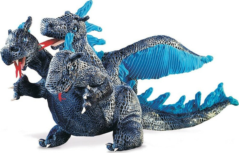 Dragon, Three-Headed - Blue Hand Puppet
