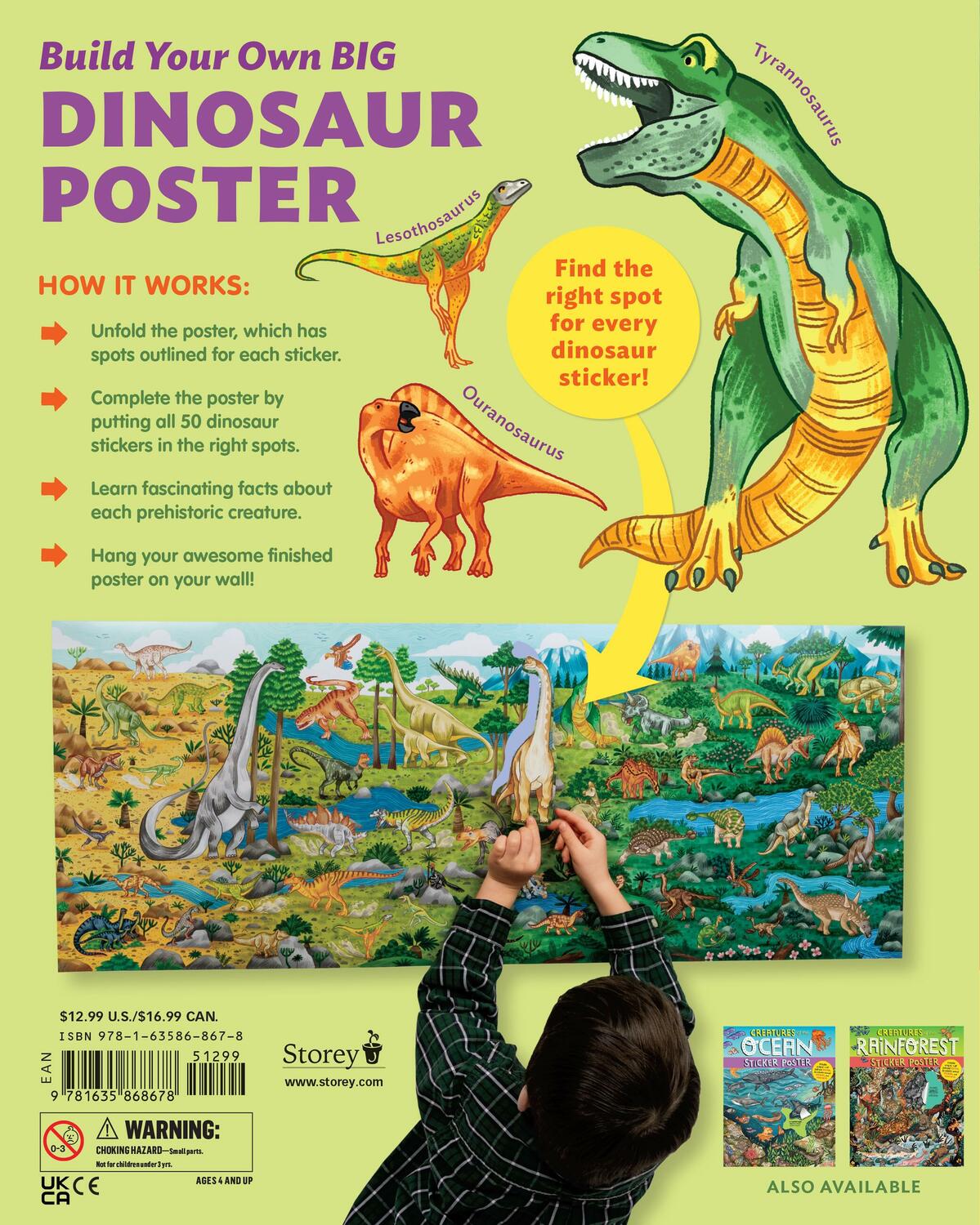 The World of Dinosaurs Sticker Poster: Includes a Big 15" x 38" Poster, 50 Colorful Stickers, and Fun Facts