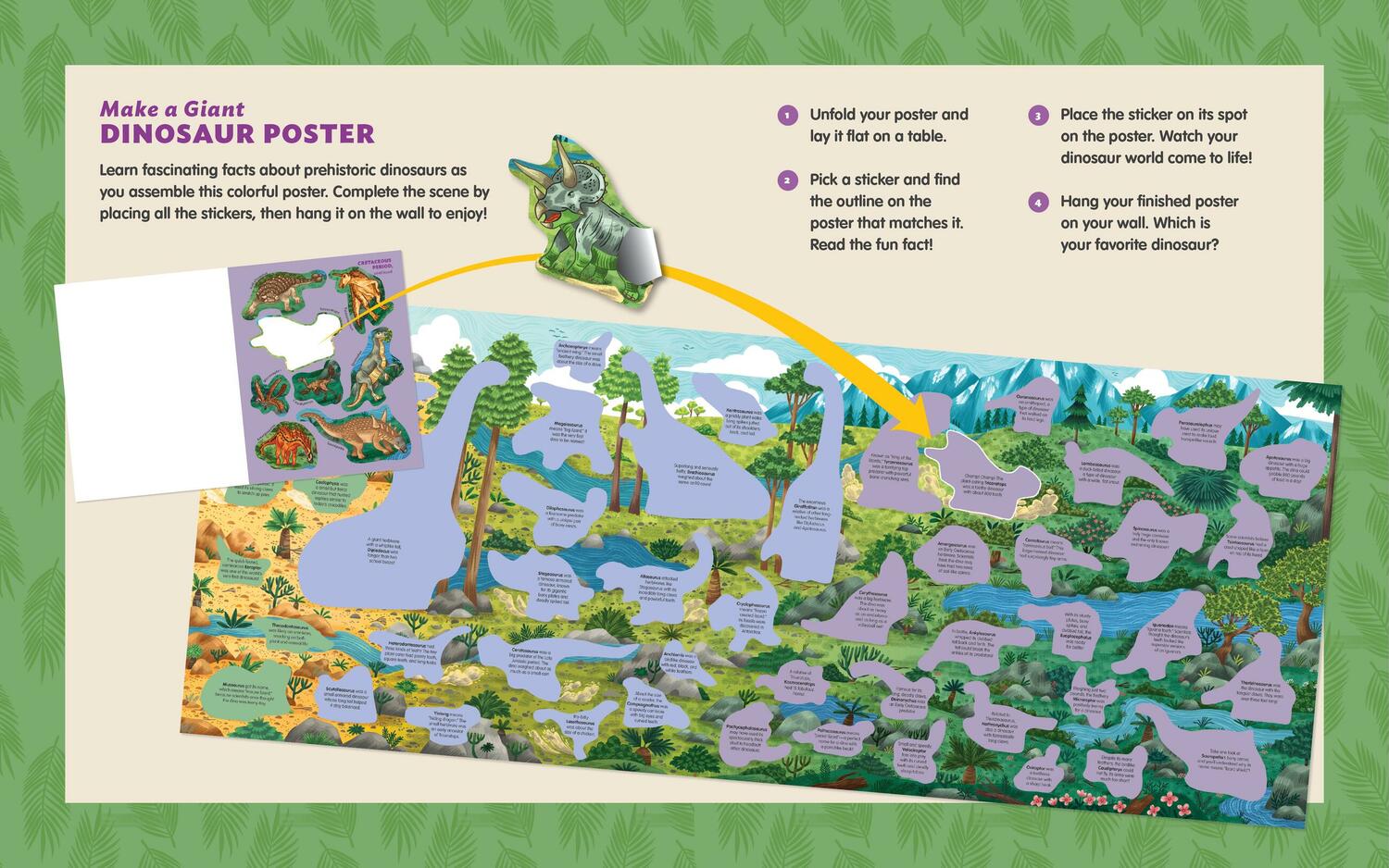 The World of Dinosaurs Sticker Poster: Includes a Big 15" x 38" Poster, 50 Colorful Stickers, and Fun Facts