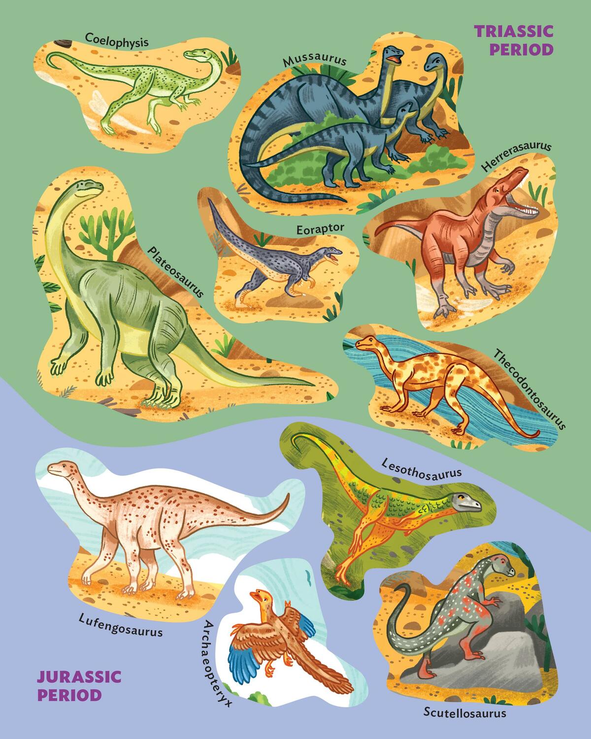 The World of Dinosaurs Sticker Poster: Includes a Big 15" x 38" Poster, 50 Colorful Stickers, and Fun Facts