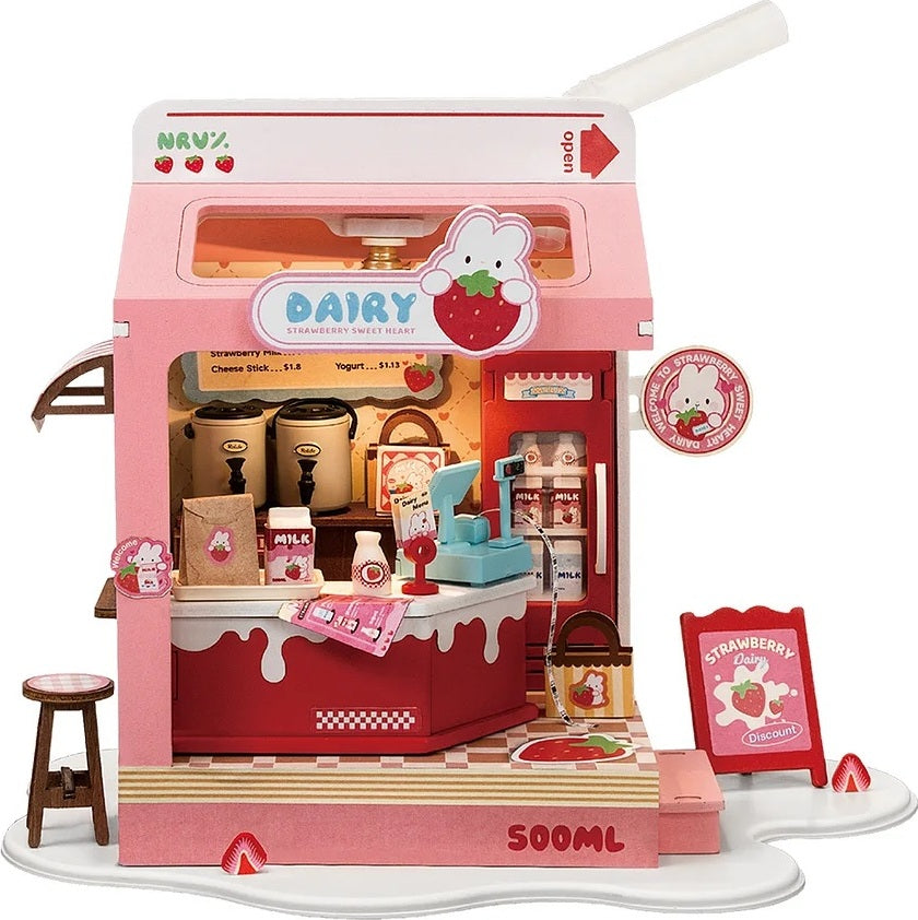 Rolife Food Box Shop, Strawberry Milk Box