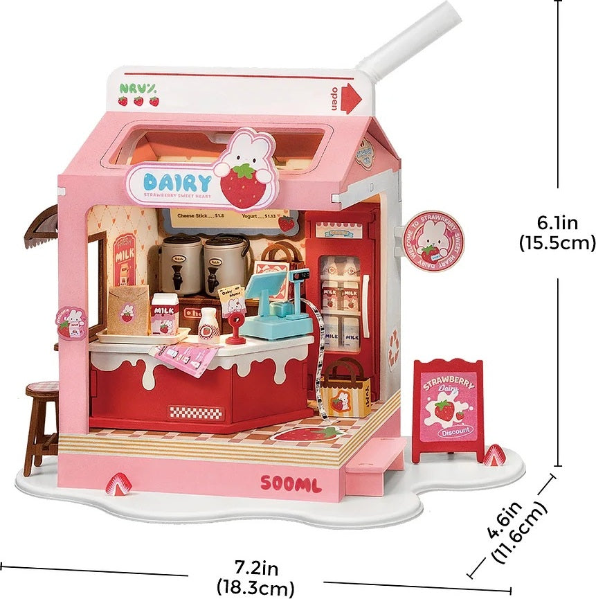 Rolife Food Box Shop, Strawberry Milk Box