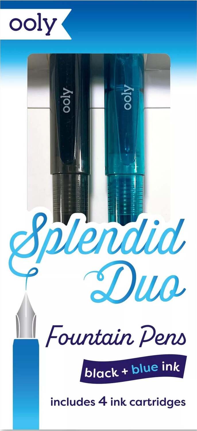 Splendid Duo Fountain Pens - Black & Blue Ink - Set of 2