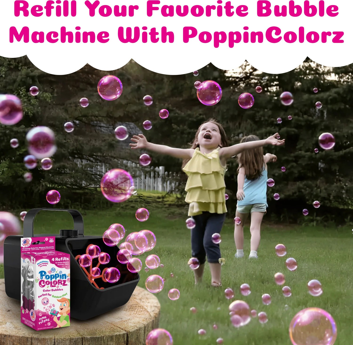 PoppinColorz Pink Pizzaz Color Bubbles - 4-Pack Refills