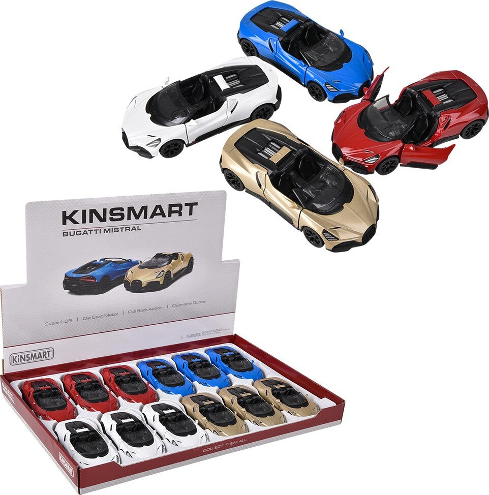 5" Diecast Pull Back Bugatti Mistral (assorted)