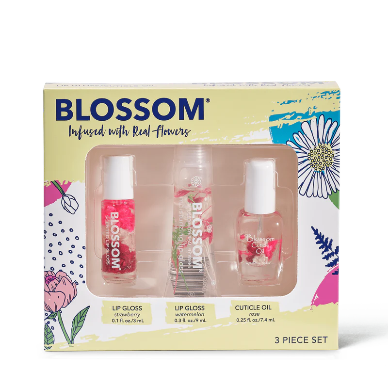 3 Piece Set - Mini Roll-On Lip Gloss, Moisturizing Lip Gloss, Scented Cuticle Oil