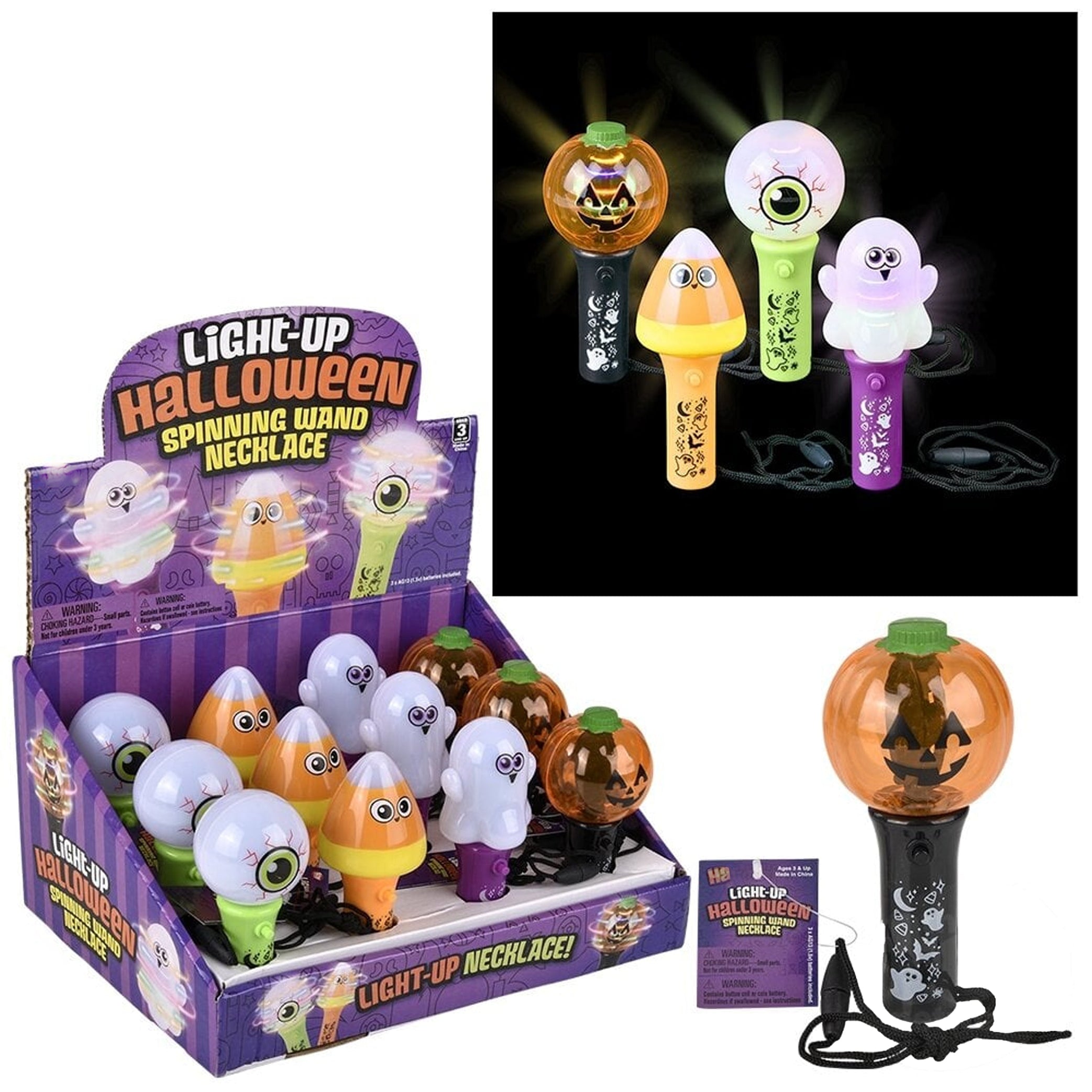 Halloween Mini Spinning Wand Light Up Necklace