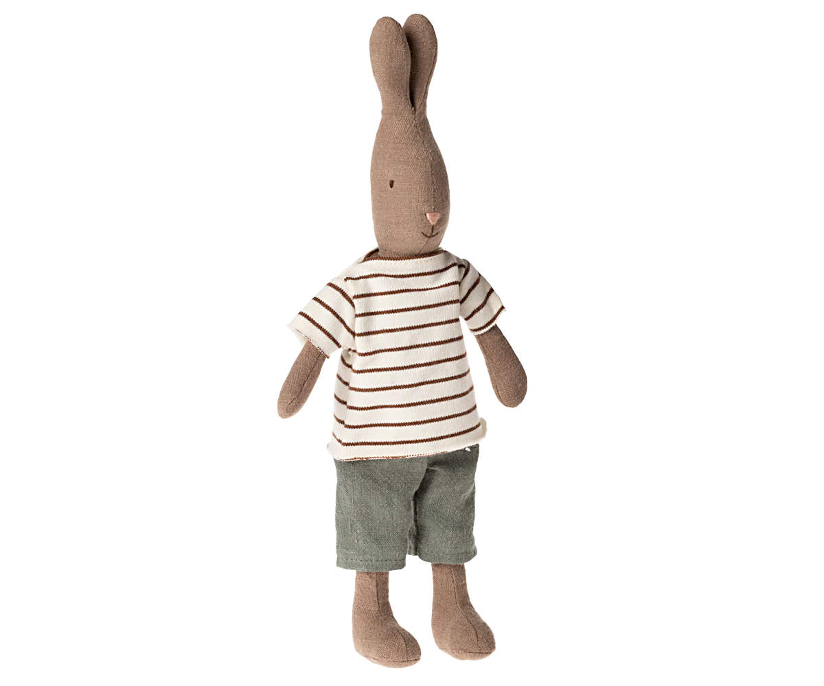 Rabbit Size 2, Brown - Striped tee and shorts
