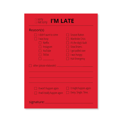I'm Late Notepad (Red)