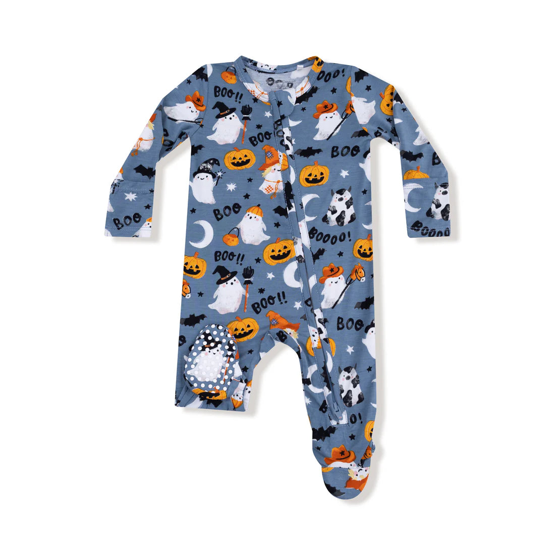 Costumed Ghosts 2 Way Zipper Footie NB