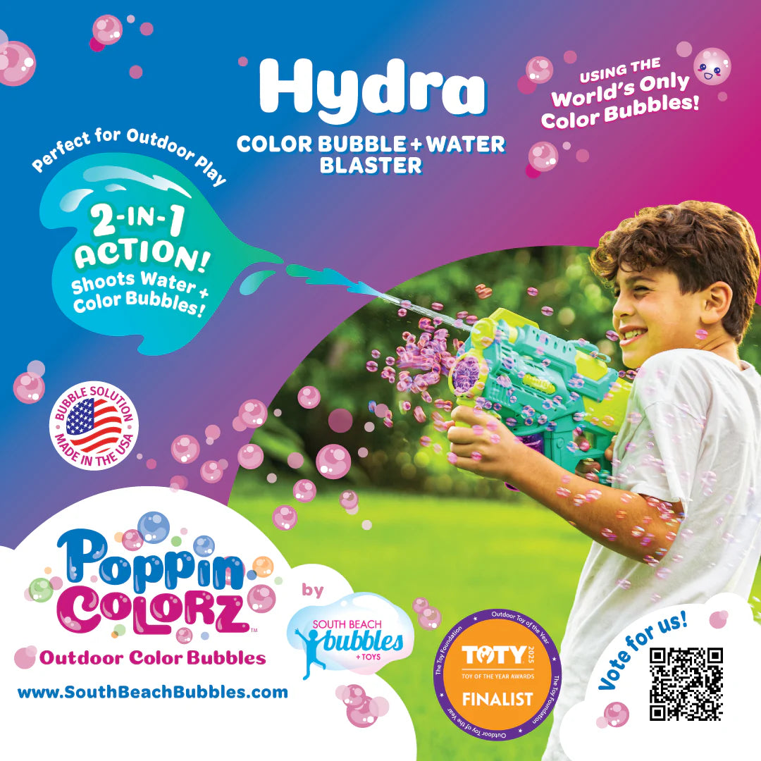 PoppinColorz Hydra: 2-in-1 Water Gun & Color Bubble Blaster