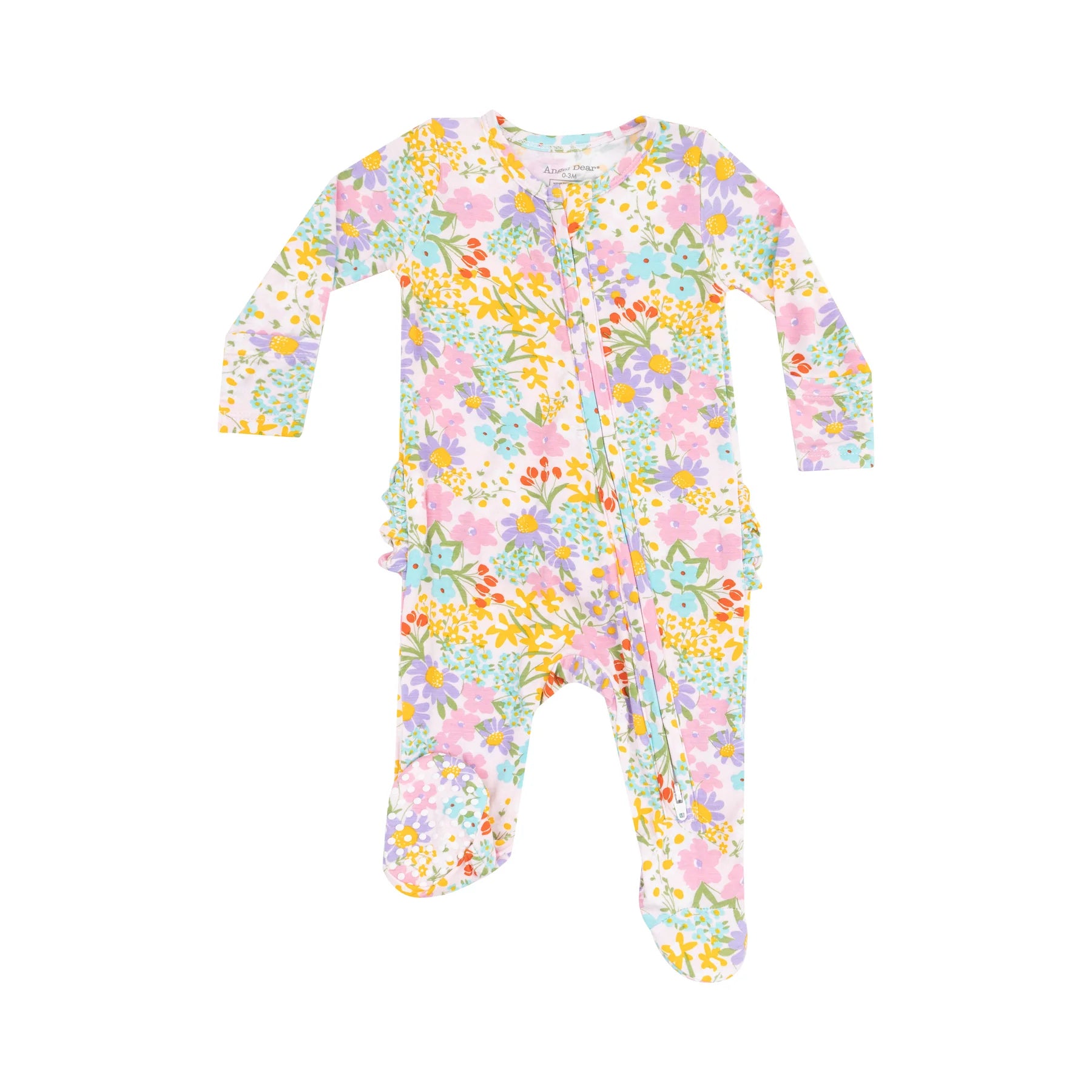 2 WAY ZIPPER RUFFLE BACK FOOTIE- AMELIA FLORAL - 3-6 month