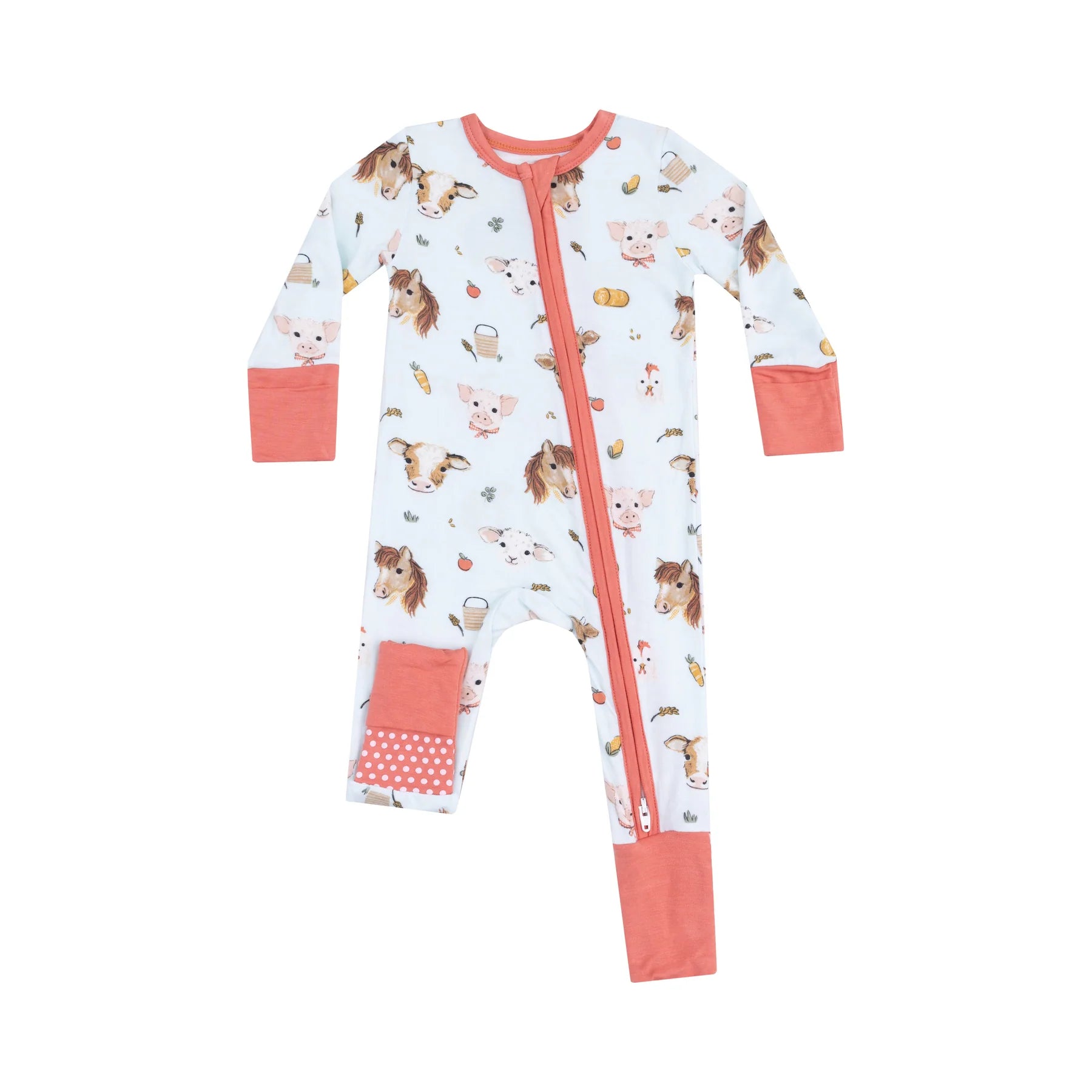 Vintage Animal Faces 2 Way Zipper Romper 0-3 month