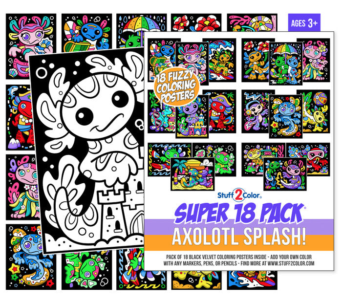 Fuzzy Velvet Posters - Super 18 Pack  - Axolotl Splash