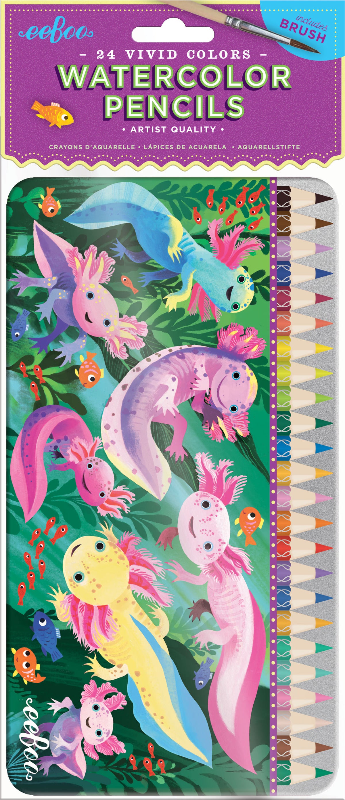 Axolotl 24 Mini Watercolor Pencils Tin