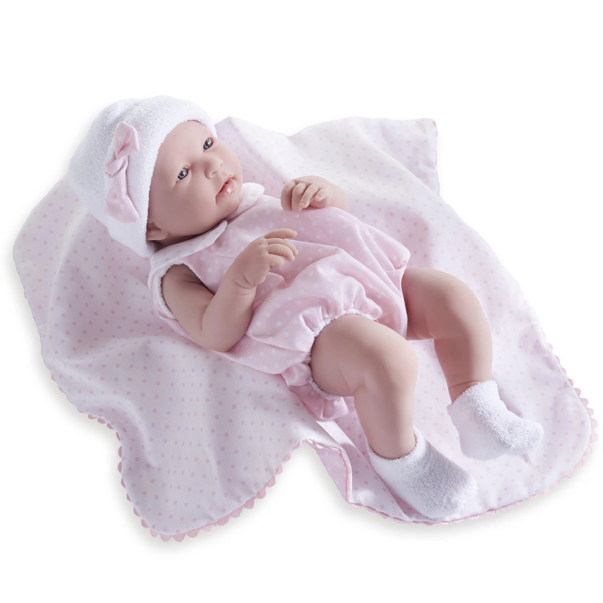 La Newborn 17in Real Girl Baby Doll-Pink Bubble Suit & Blanket