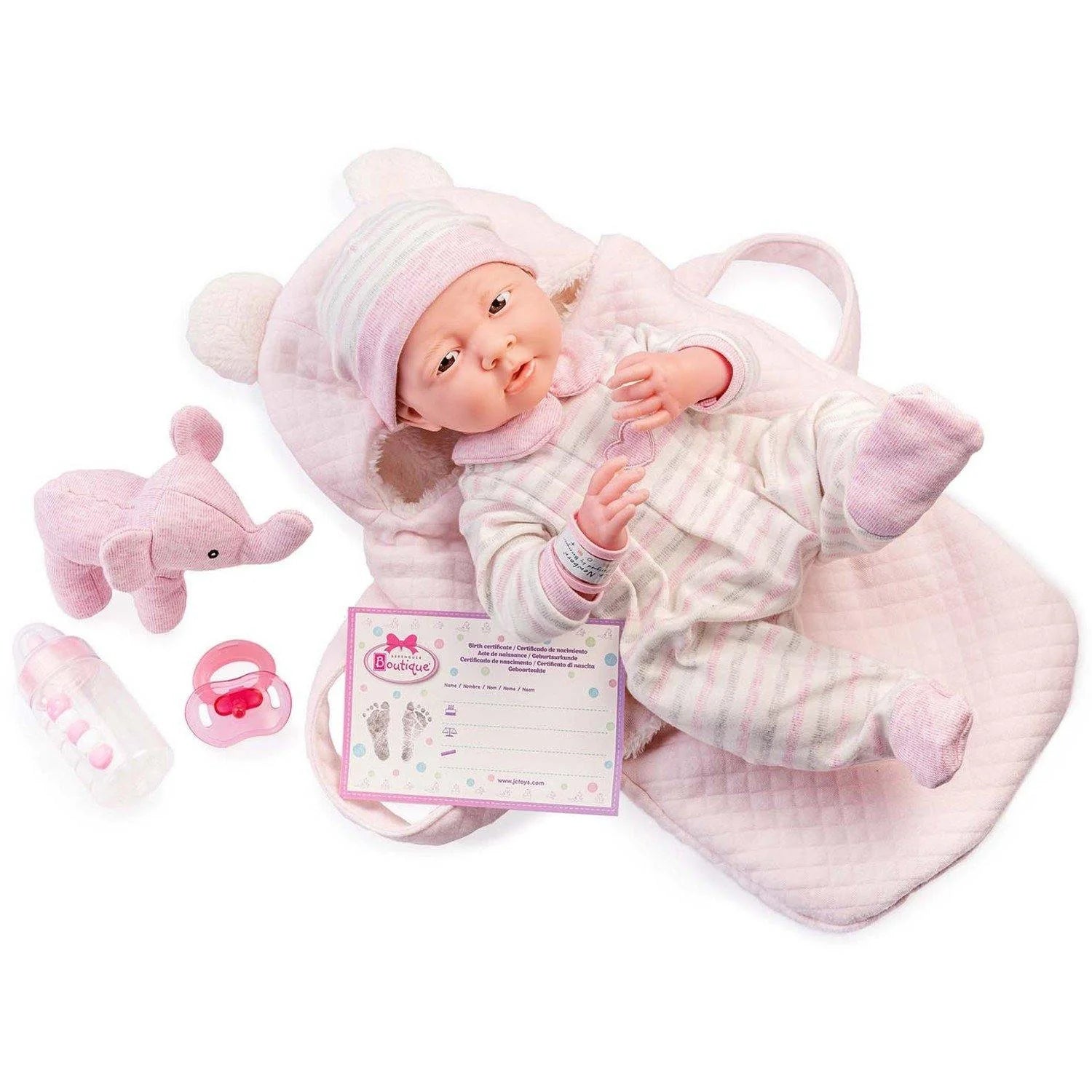 Soft Body La Newborn 15.5 inches baby doll in Pink Soft Basket Gift Set