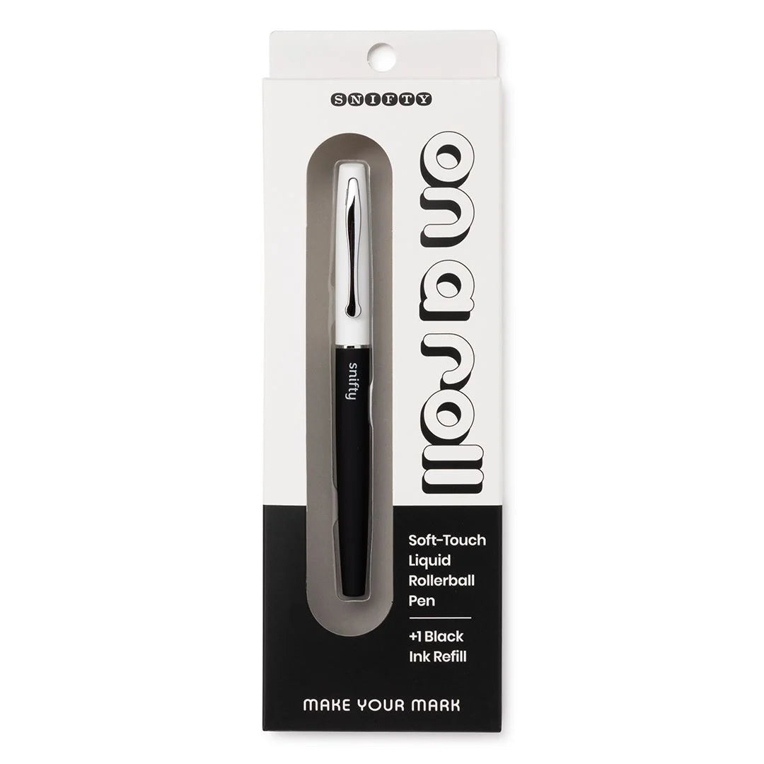 On a Roll Rollerball Pen - Black/ White