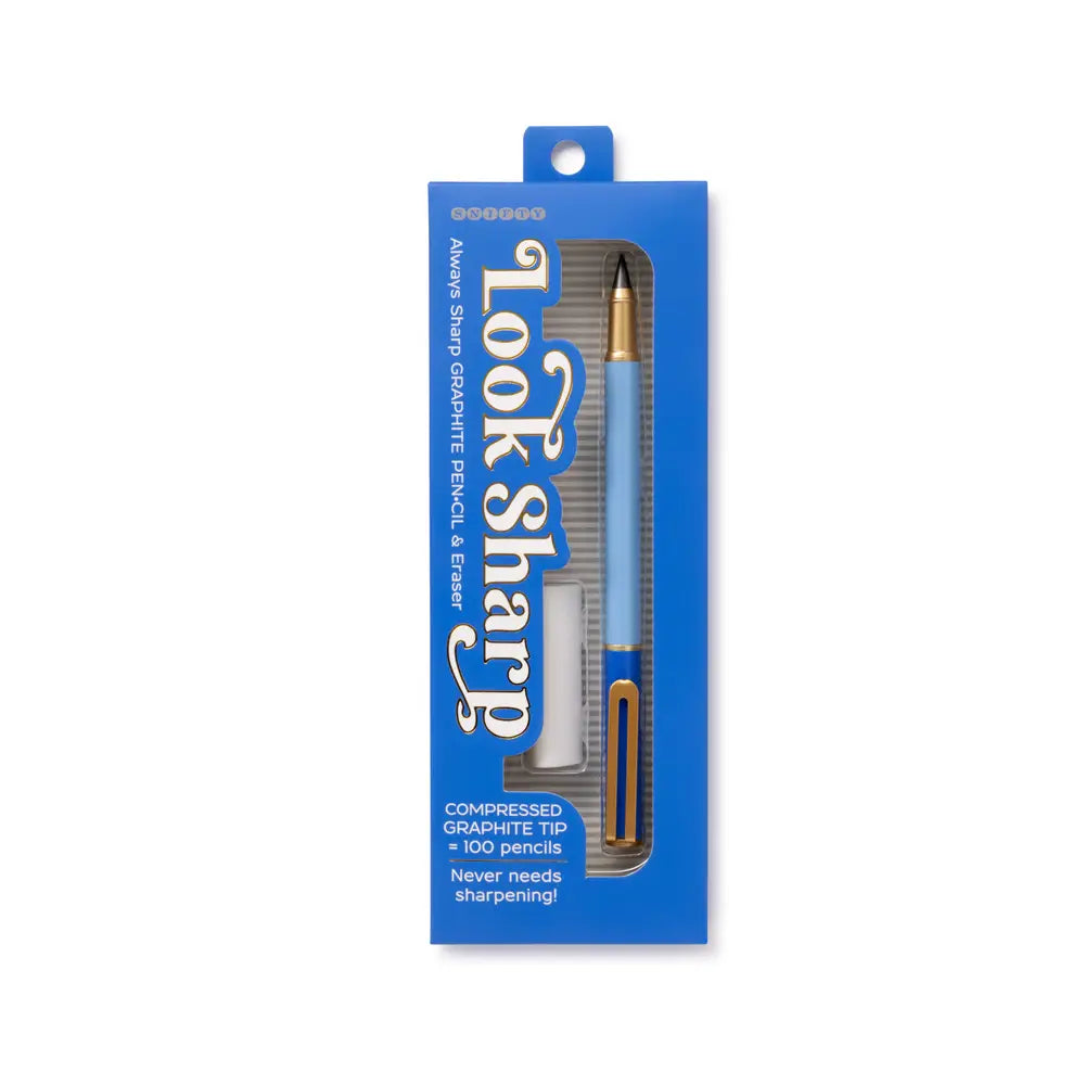 Look Sharp Pencil & Eraser Set - Blue