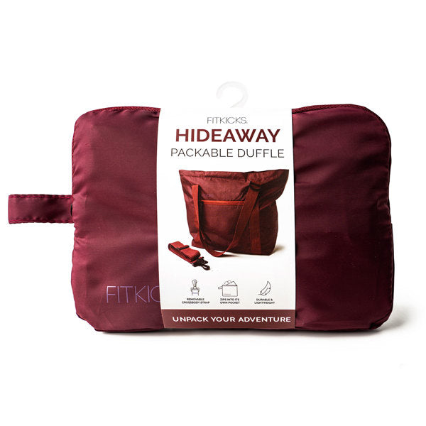 FITKICKS Hideaway Packable Duffle Bag, Burgundy