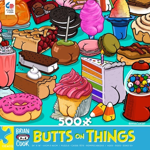 Brian Cook - Butts On Things - Sweet Cheeks - 500 Piece Puzzle