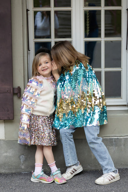 The 5th Avenue Paillette Cape, Gold/Light Pink