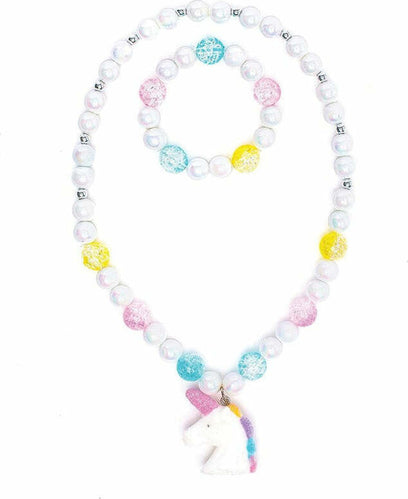 White Unicorn Necklace & Bracelet Set