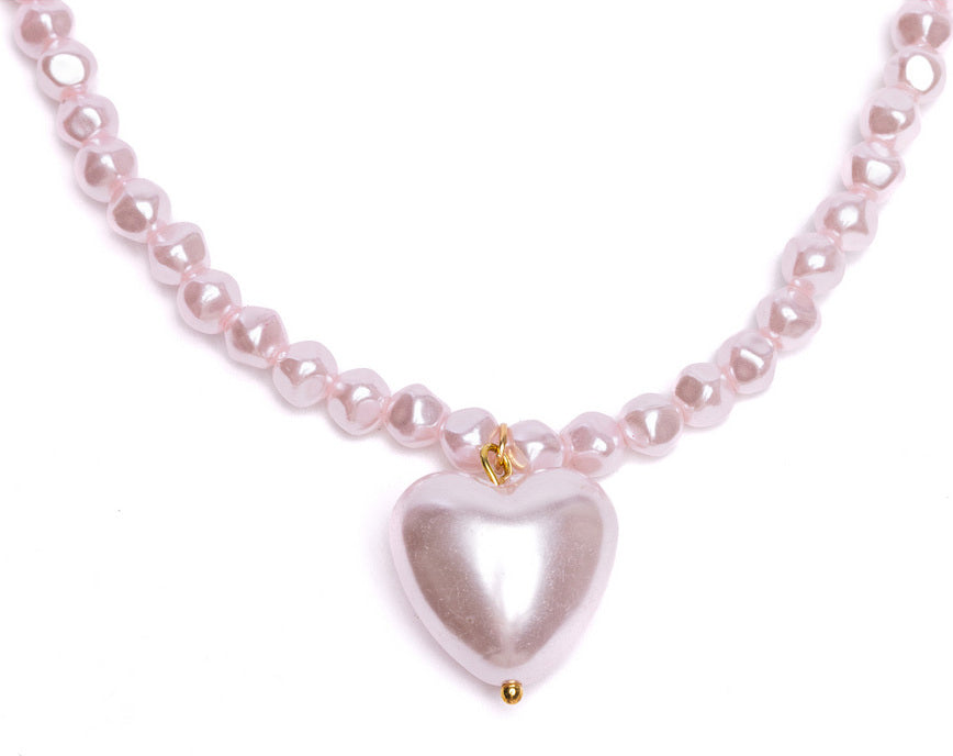 Pink Pearl Heart Necklace