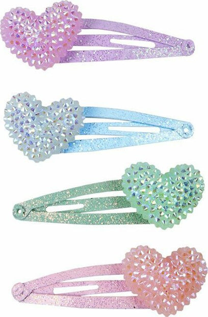 Sparkle Heart Bobble Hair Clips