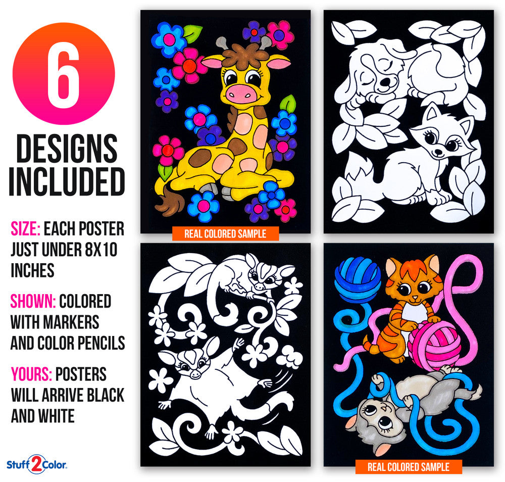 Fuzzy Velvet Posters - 6 pack - Cute Animals