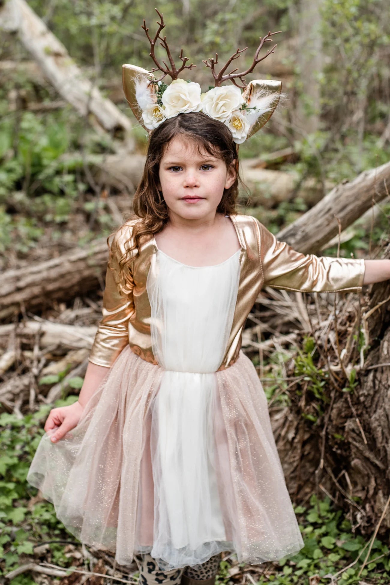 Woodland Deer Dress w/Headpiece (Size 7-8)