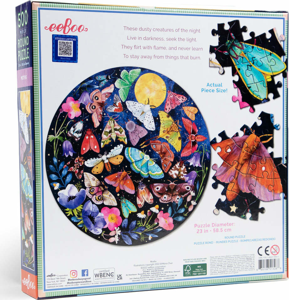 Moths (500 piece round puzzles)