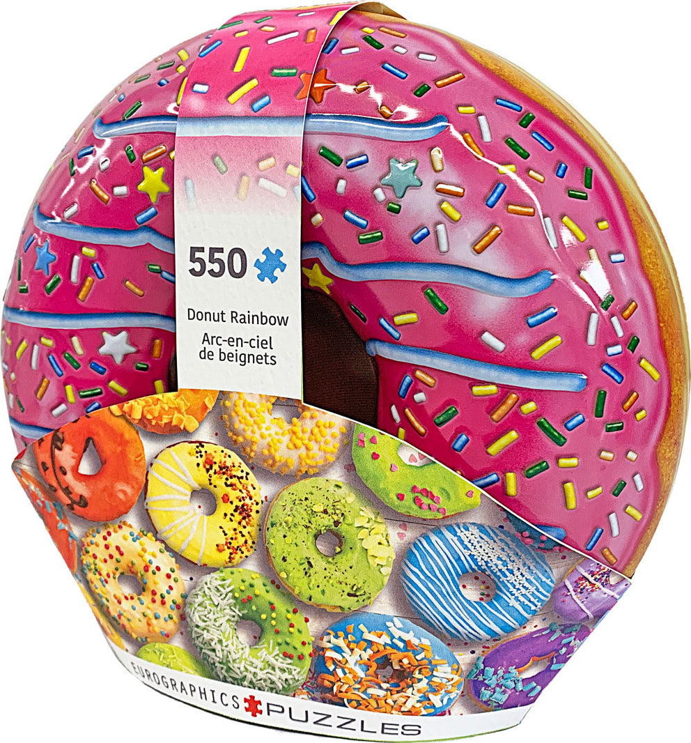Donut Rainbow Shaped Tin with 550-Piece Puzzle