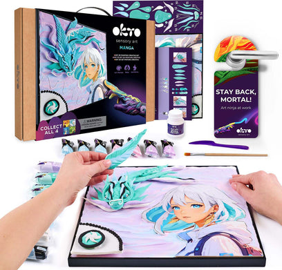 OKTO Manga Elements - Air - 3D Clay Canvas Kit (11.8 x 15.7 in) - Ages 10+