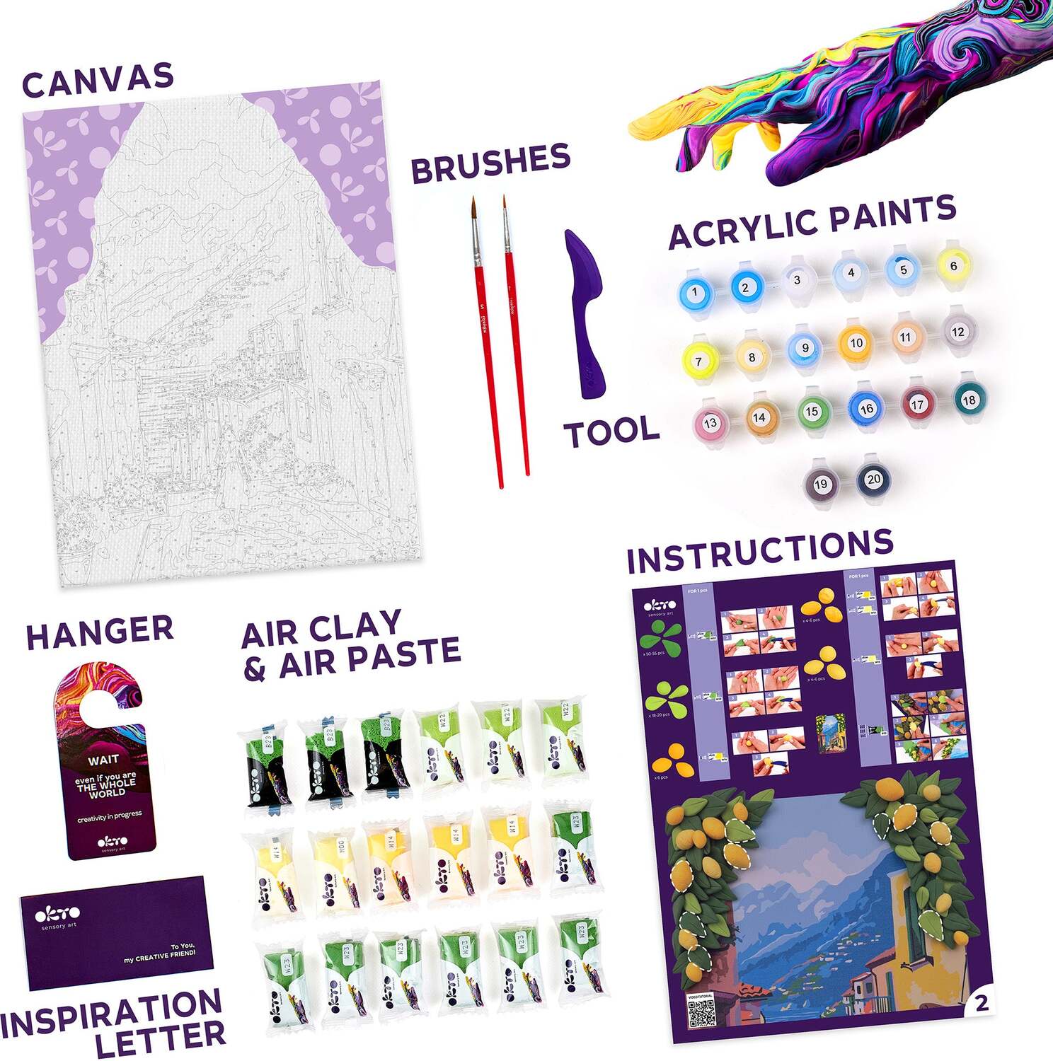 OKTO Air-Dry Clay 3D Painting Kit - Kit Lemon Weekend (11.8 x 15.7 in)