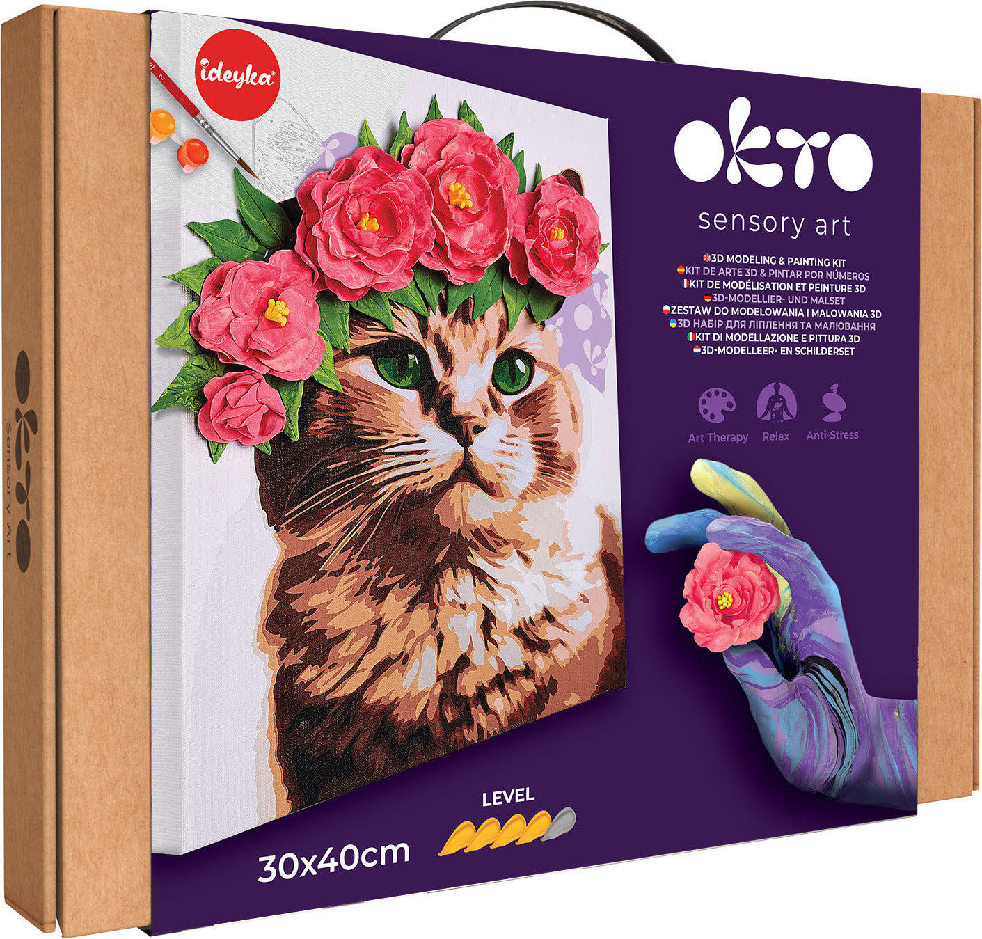 OKTO Air-Dry Clay 3D Painting Kit - Kit a Cat in a Flower Crown (11.8 x 15.7 in)