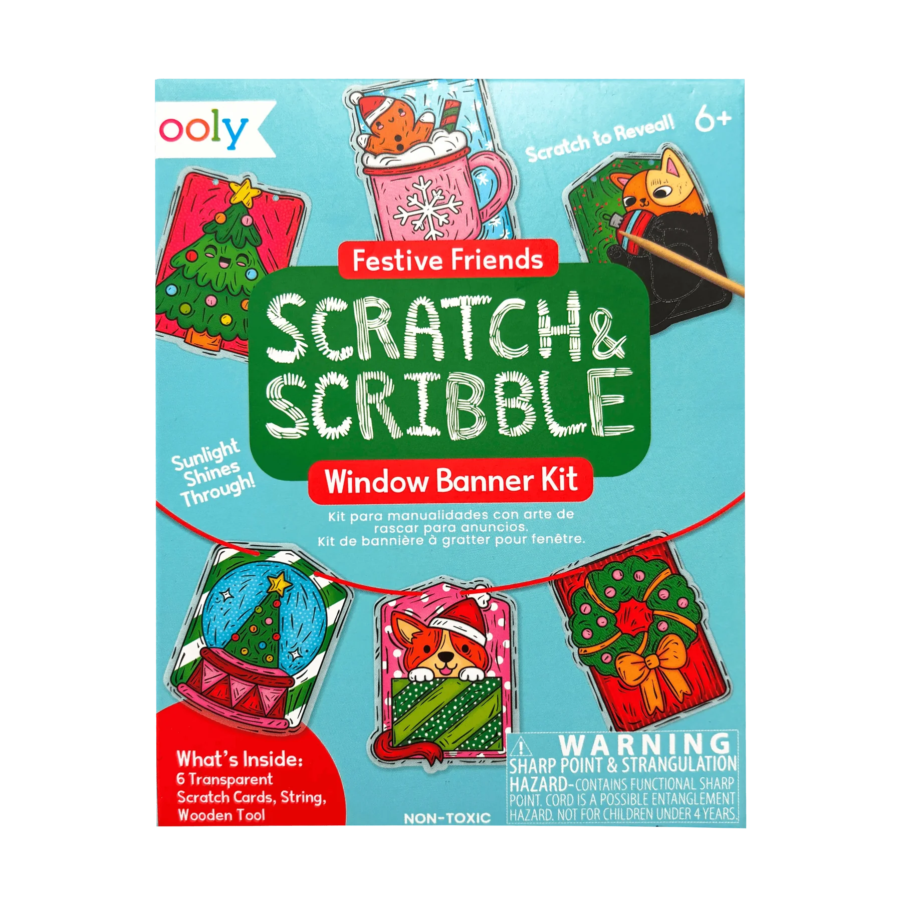 Mini Scratch & Scribble Window Banner Kit: Festive Friends