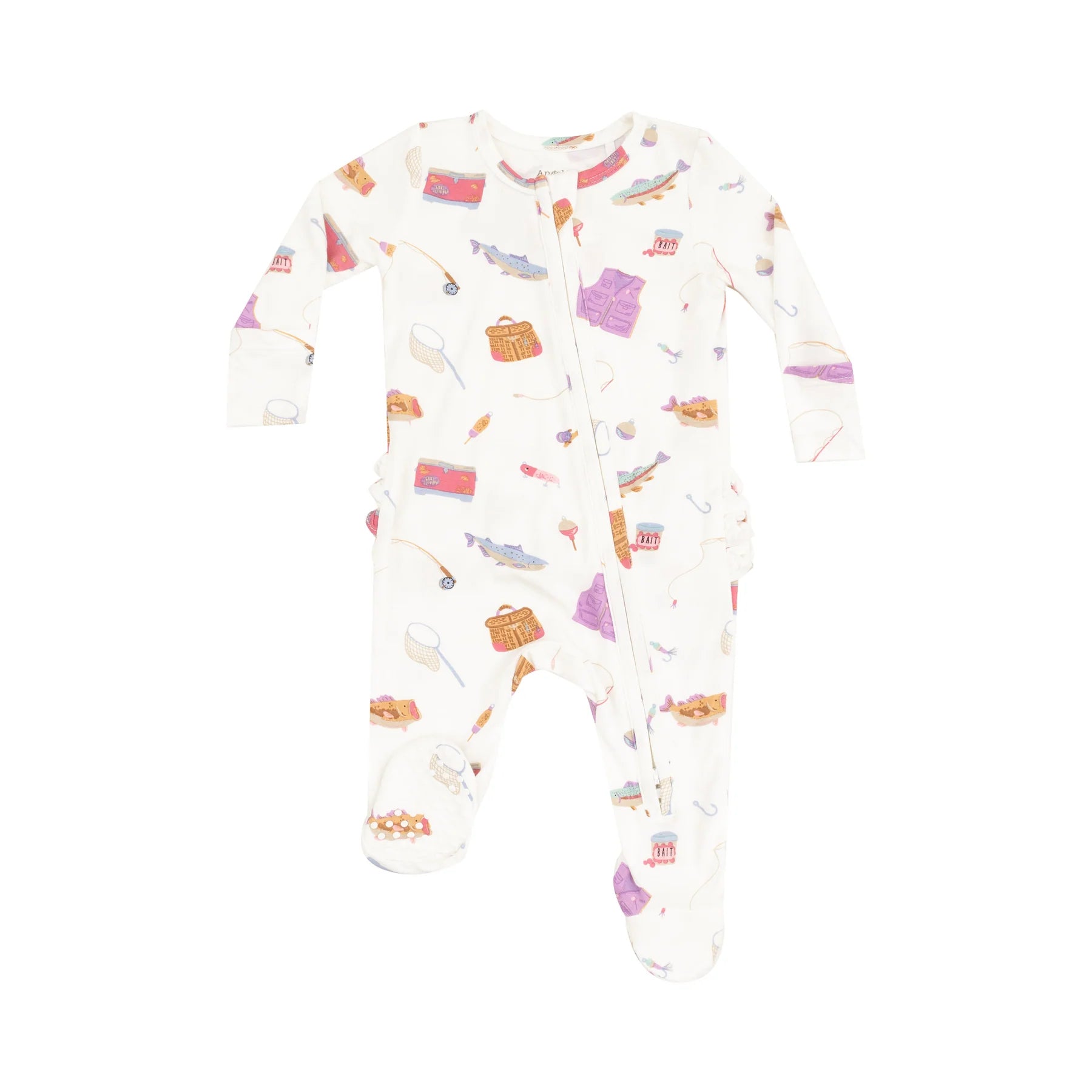 2 WAY ZIPPER RUFFLE BACK FOOTIE- Fishing Things 0-3 month