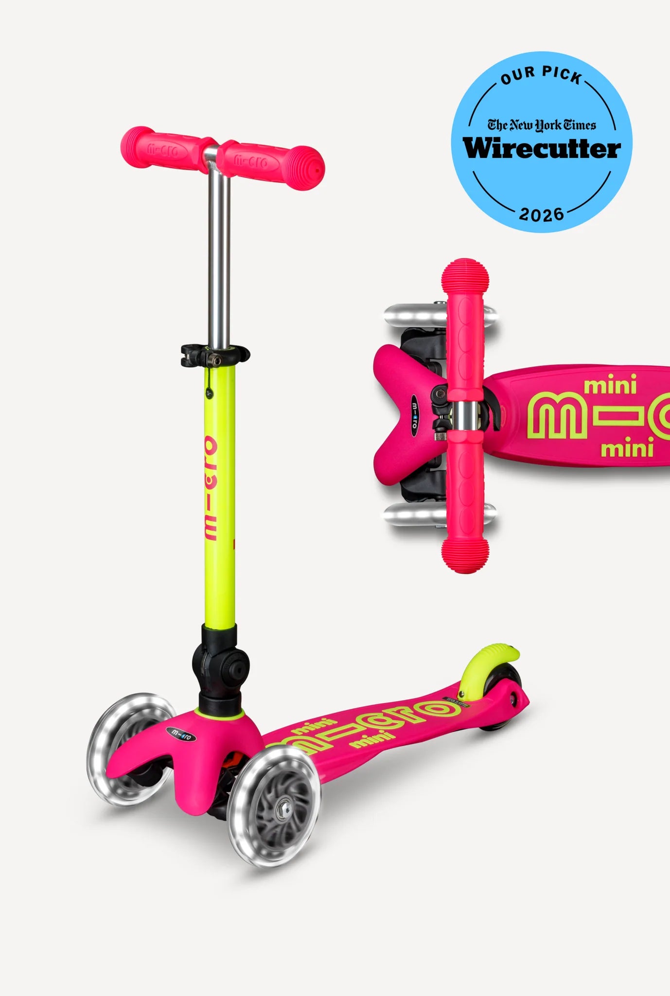 Micro Mini Deluxe LED Scooter Neon Flamingo/Yellow