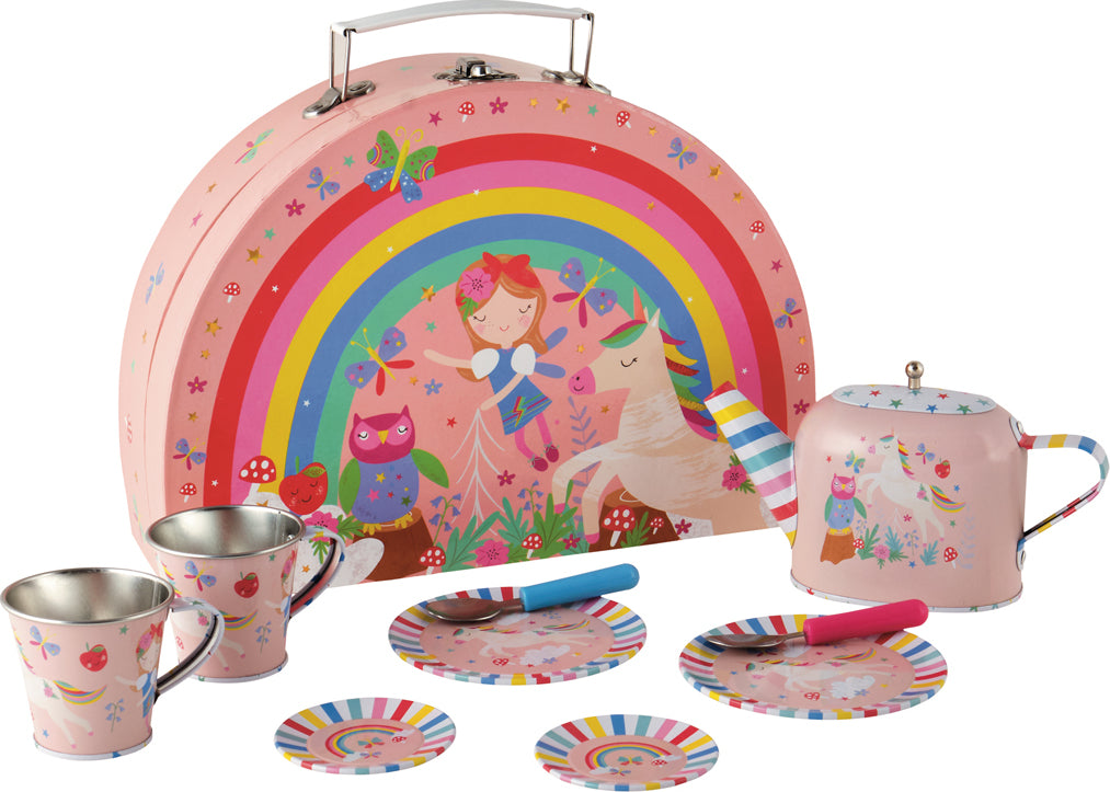 Rainbow Fairy Tin Tea Set is Semi Circle Foiled Case