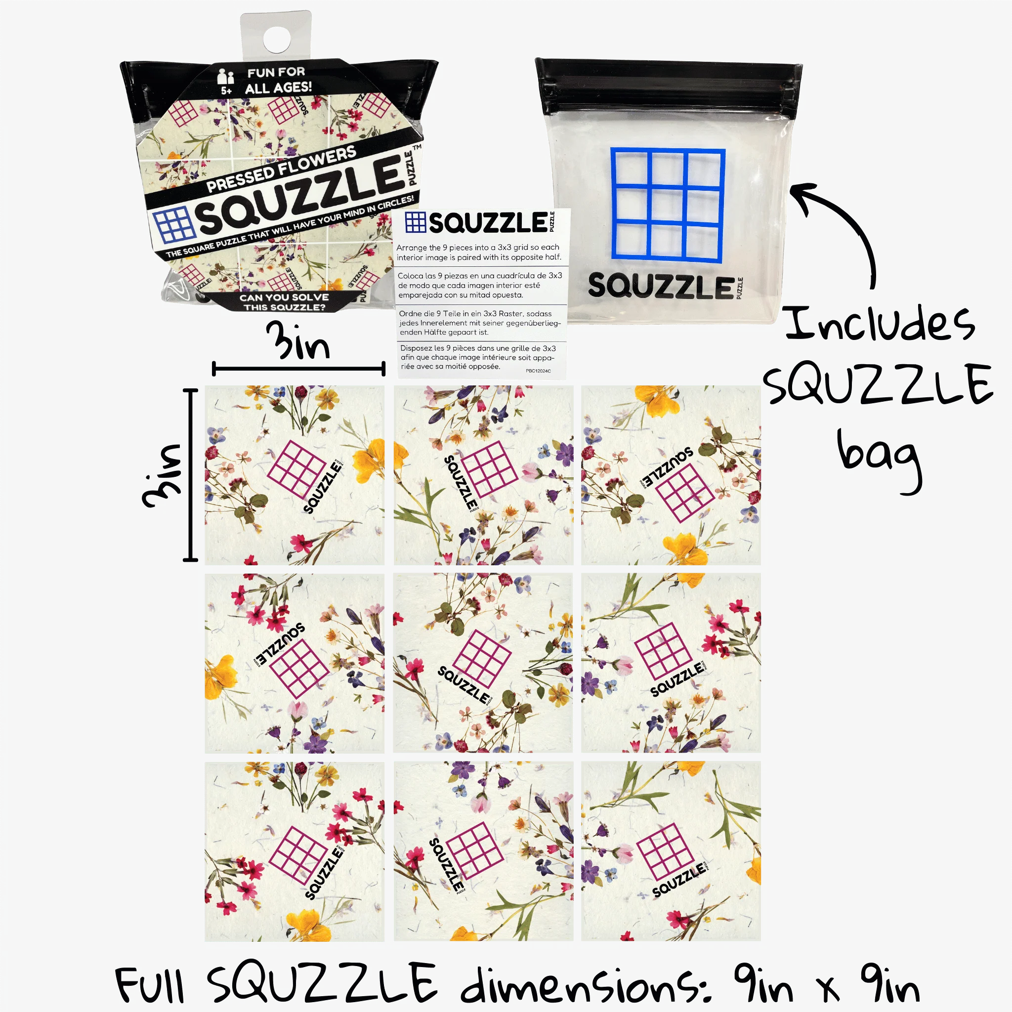 Squzzle Puzzle- Pressed Flowers