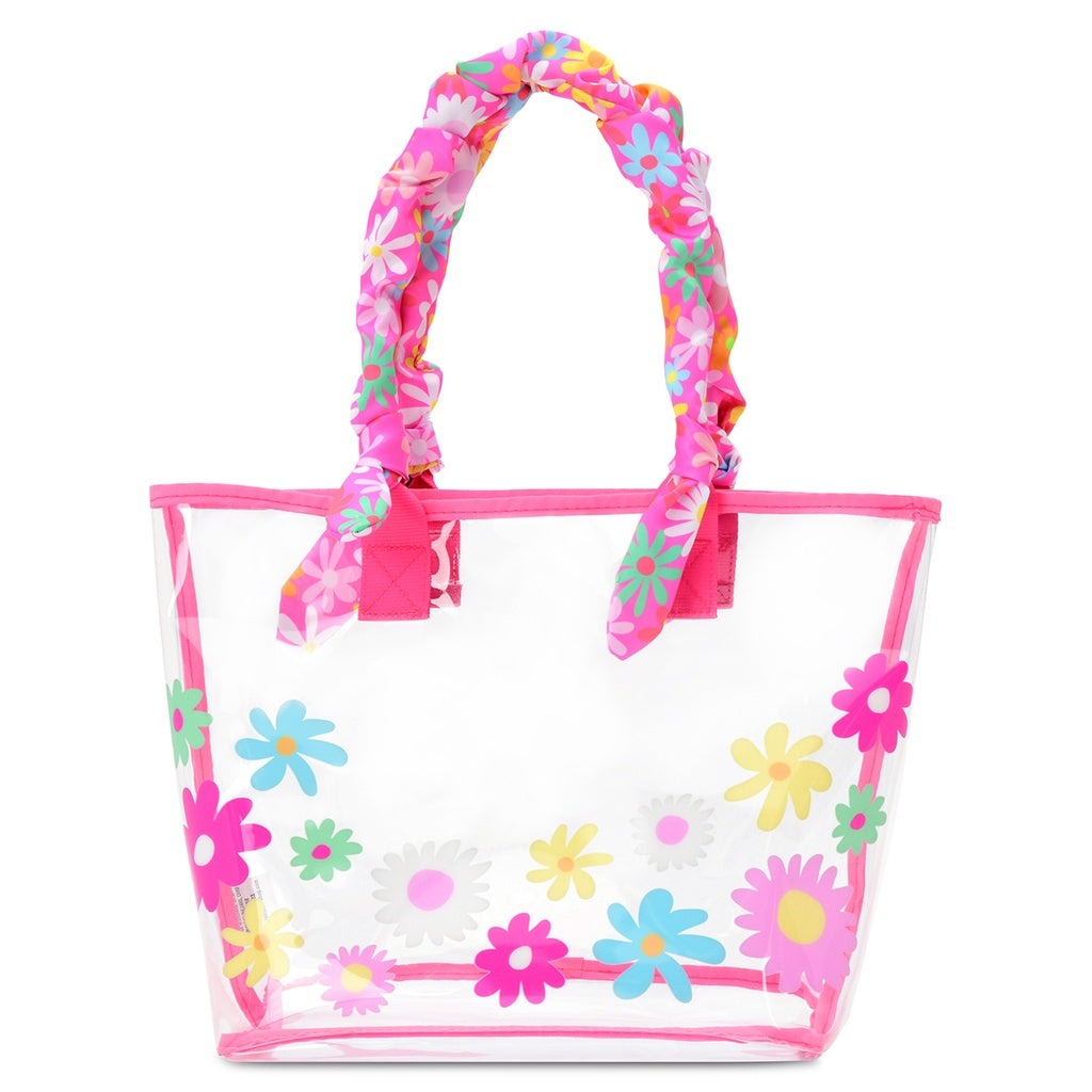 Puffy Flowers Clear Tote Bag and Cosmetic Bag