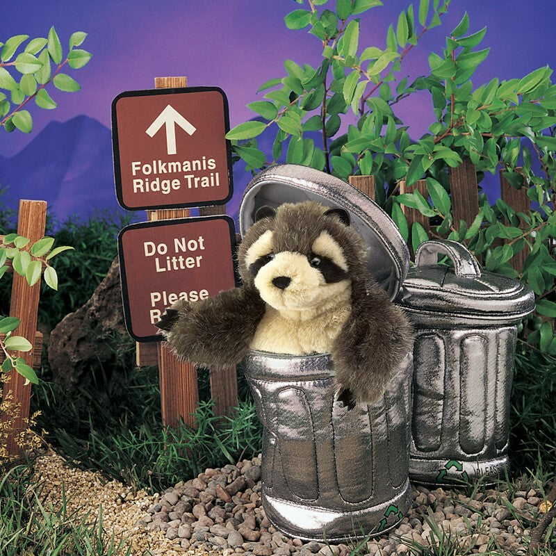 Raccoon in Garbage Can Hand Puppet