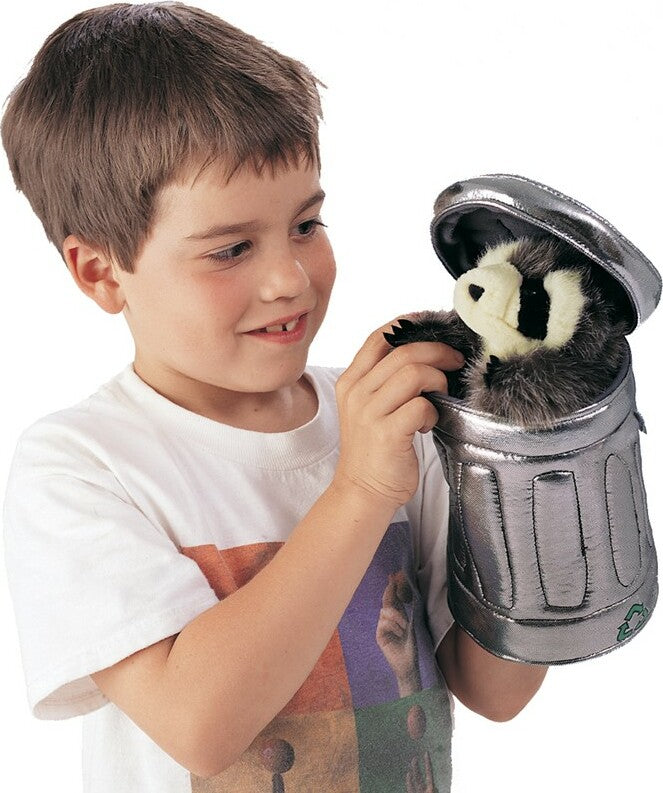 Raccoon in Garbage Can Hand Puppet