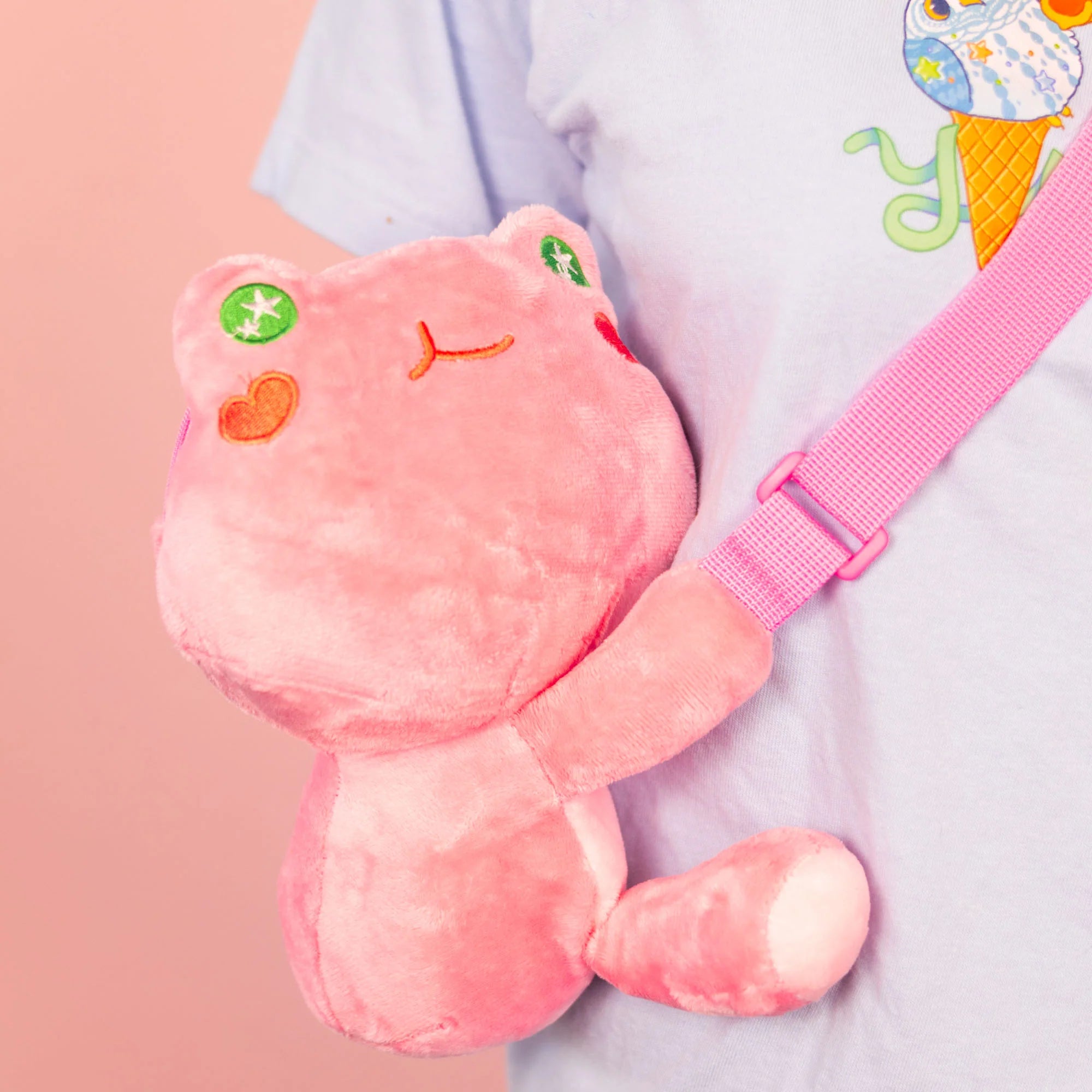 Plush Crossbody - My Little Sister Frog (Pink)