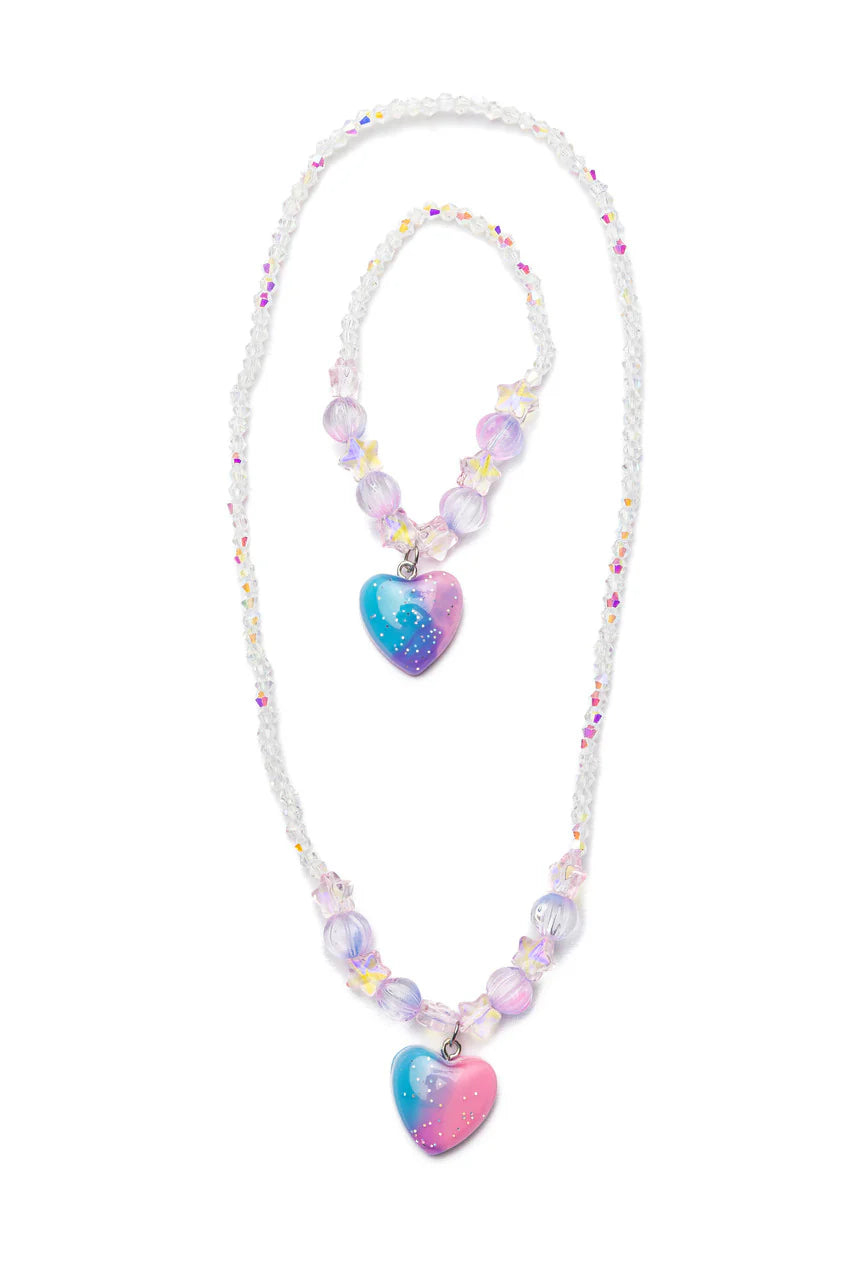 Galaxy Heart Necklace/Bracelet Set