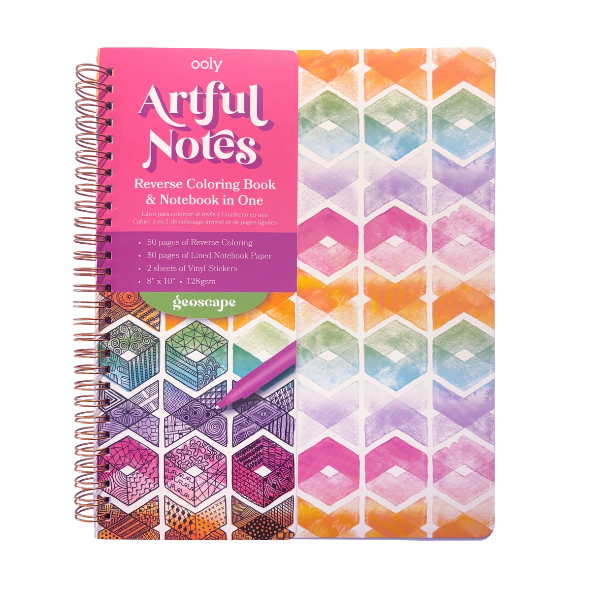 Artful Notes Reverse Coloring Book - Geoscape